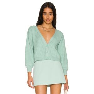 Alice + Olivia Zelina Deep V Cardigan Breeze Large